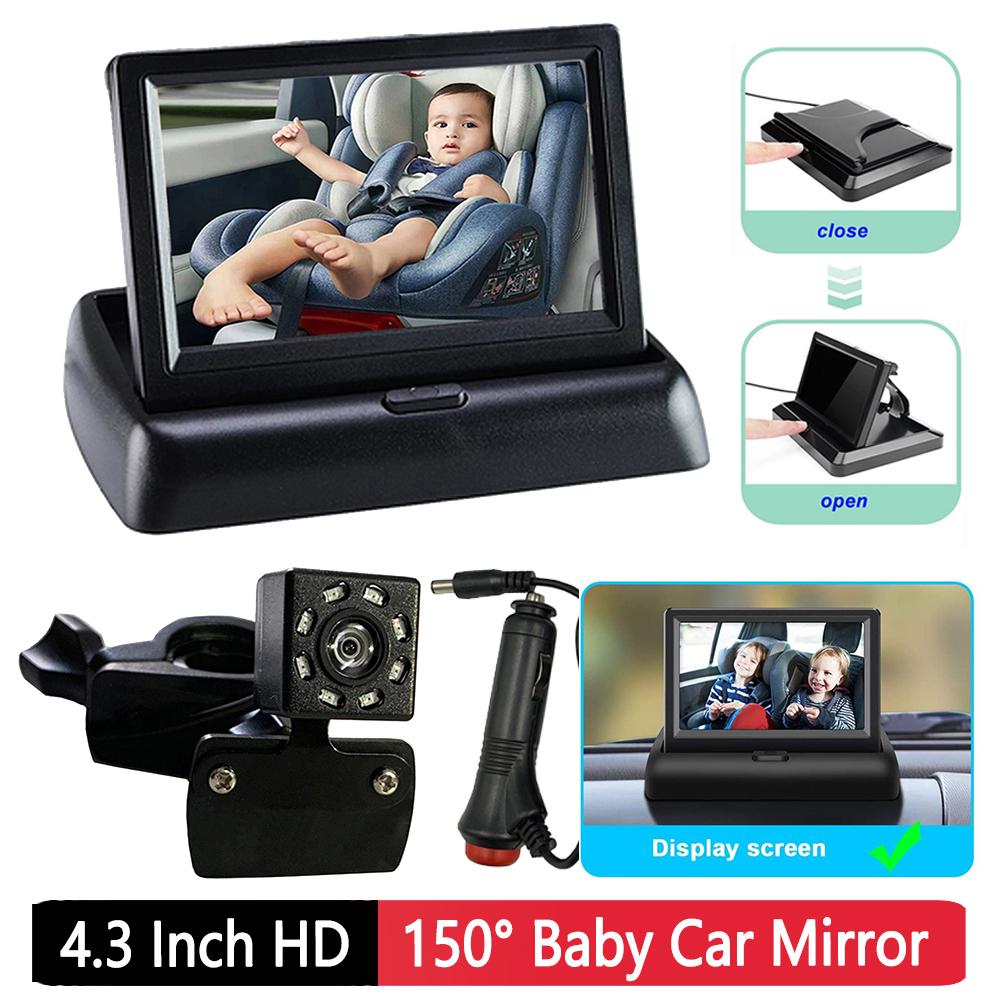 4.3 Inch HD LED Car Seat Camera Waterproof 8LED IR Night Vision Car Seat Mirror Display Folding Screen Headrest Monitor Display