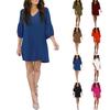 Women's Dress Sweet And Cute V-neck Bell Shaped Sleeves Solid Loose Fitting Dress Dress