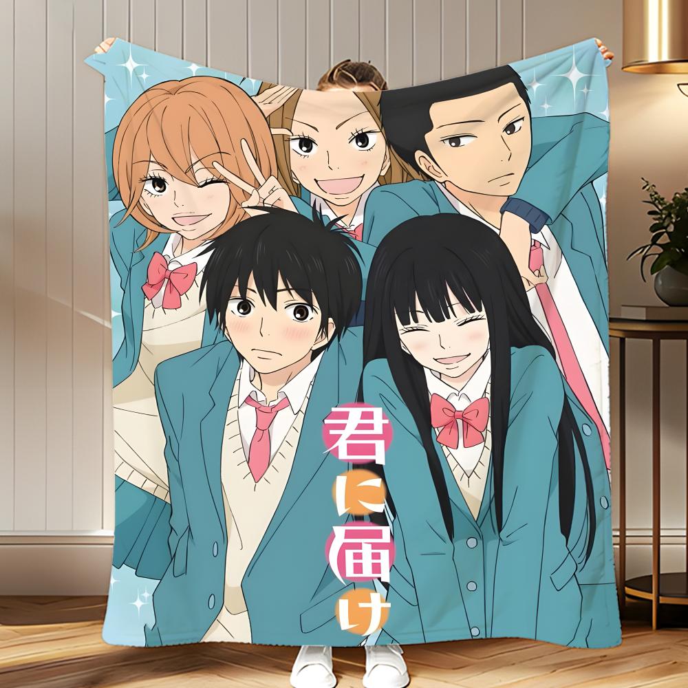 anime Kimi ni Todoke Throw Soft Coral Fleece Blanket 310gsm Fluffy Warm Throw for Sofa Bed Couch Bedroom Decor