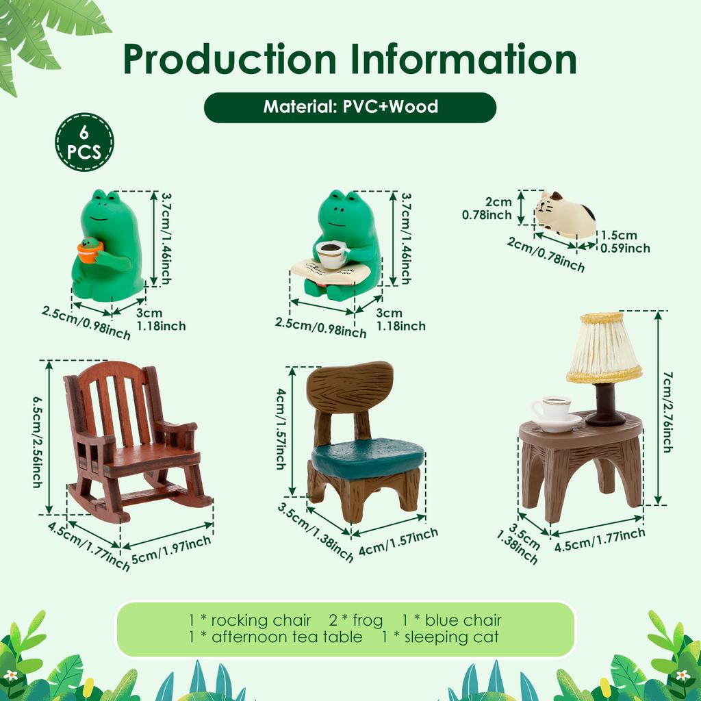 Cute Frog Cat Animal Ornaments Resin Miniature Figurines Simulation Ornament Decor for Home Office Desktop Bookshelf Decoration