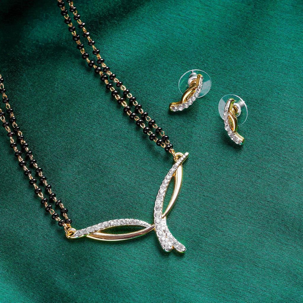 Комплект элегантного дизайнерского ожерелья Estele Mangalsutra с австрийскими кристаллами для женщин