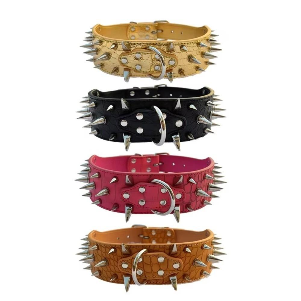 Anti-bite Spiked Dog Collars Widen Dog Training Collar PU Leather Pet Necklace Pet Supplies