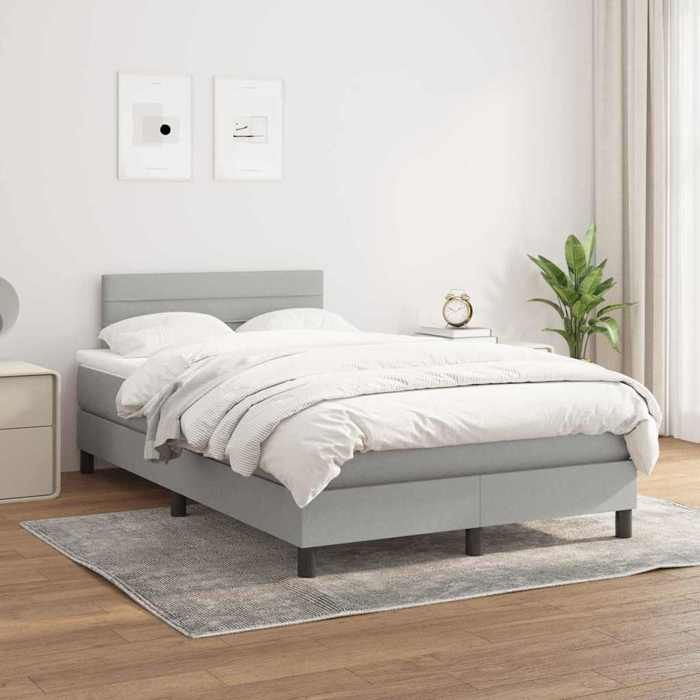 Maison Exclusive - Sommier à lattes de lit et matelas gris clair 120x190 cm tissu