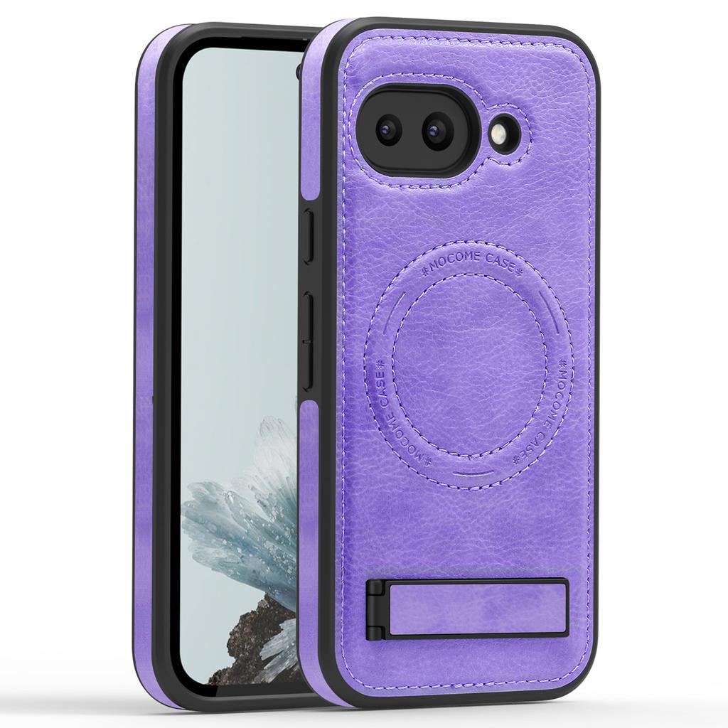 Для чехла Google Pixel 9a, совместимого с MagSafe, с подставкой, кожаная задняя крышка для телефона