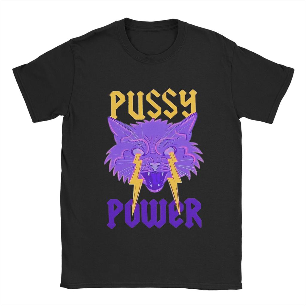 Casual T-Shirt Beach Pussy Power Trendy Cool T-Shirts Funny Cotton Tee Shirt for Men Aesthetic Printed Short Sleeve Top Tees