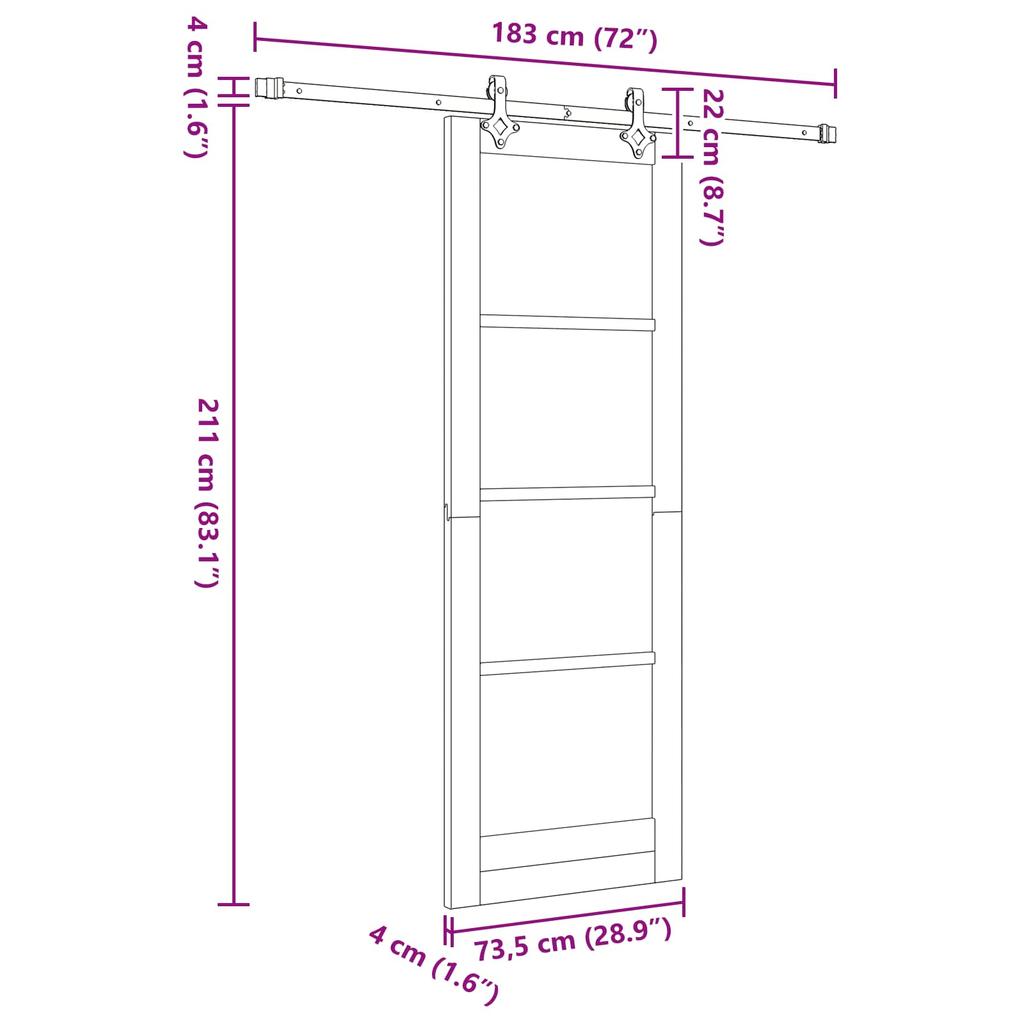 Sliding Door Natural and White 73.5 x 211 cm