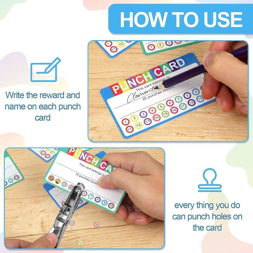 50pcs/pack Educational Behavior Reward Punch Cards Incentive Vibrant Punch Cards Teachers