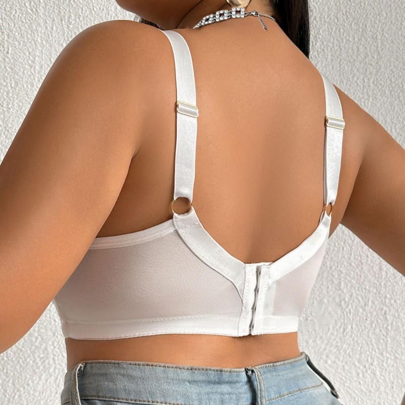 Plus Size Lace Push-Up Bra Women Thin Cup Wire-Free Full Coverage Comfortable Breathable