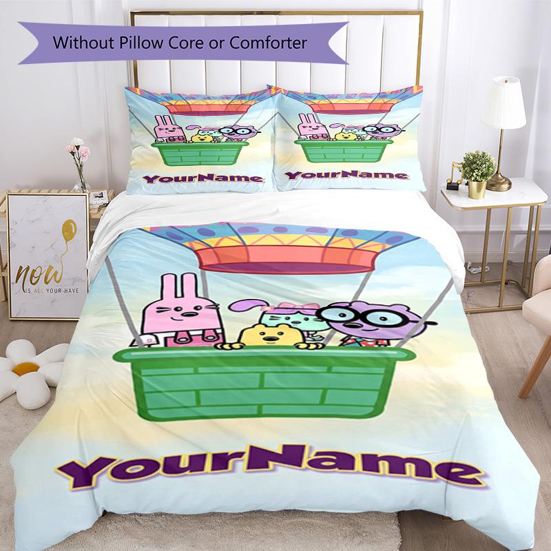 Wow! Wow! Wubbzy Customize your name Bedding Set Breathable Duvet Cover with Pillowcases Home Decoration Birthday Gift