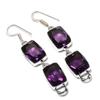 Аметист Драгоценный камень 925 Стерлинговое серебро Подарок Ювелирное изделие Серьга 2.52"