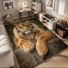 Crystal Velvet 1pc 3D Tiger Pattern Area Rug - Machine Washable Decorative Rug for Living Room, Bedroom, Sofa, Coff