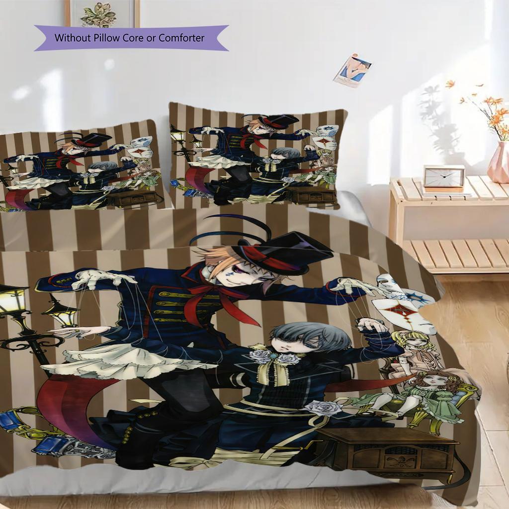 Black Butler Ciel Sebastian Threepiece Set 1 Duvet Cover 2 Pillowcase Without Core Without Core Bedding Set Duvet Cover And Pillowcase