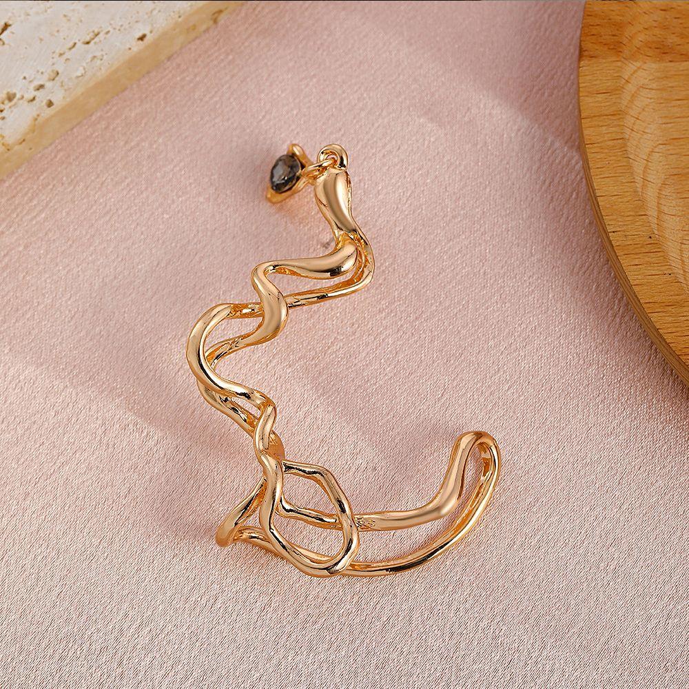 Zinc Zinc Alloy Rhinestone Snake Ear Hook Korean style Jewelry Irregular Earrings Women Clip  Earrings