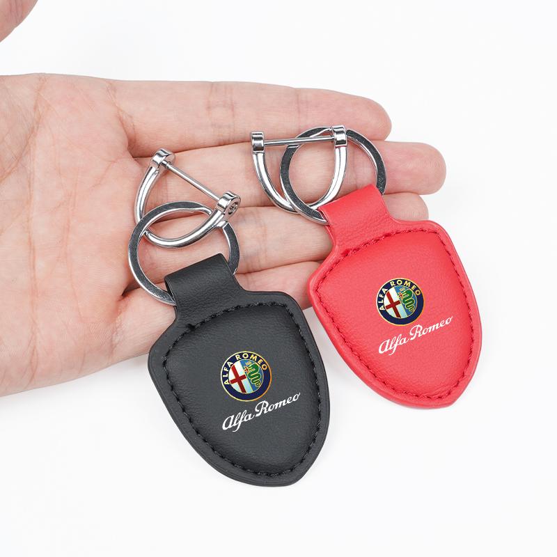 For Alfa Romeo 2026 Hot Sticker Leather Car Keychain Logo Styling Key Chain Rings Auto Accessorie For Alfa Romeo 4C 159 166 Spid