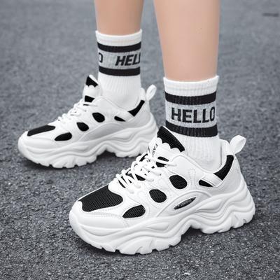 Модная белая новая модная толстая подошва в стиле Гонконга, кроссовки для папы, легкая повседневная обувь, студенческая спортивная женская обувь с защитой от скольжения