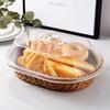 Versatile Imitation Rattan Wicker Basket with Acrylic Lid for Home Dining Table Storage Box Picnic Food Storage Plastic Basket #