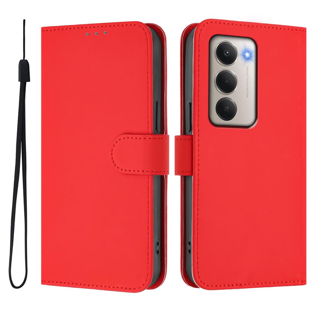 Для Xiaomi Redmi 15 5G Чехол Однотонный Кошелек Кожаный Чехол для Телефона с Ремешком