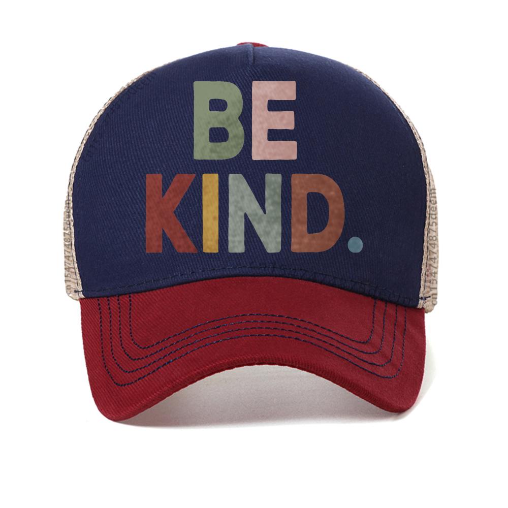Кепка с буквенным принтом BE KIND Мужская летняя Сетчатая шляпа для улицы Повседневная спортивная кепка Регулируемая Дышащая Snapback кепки