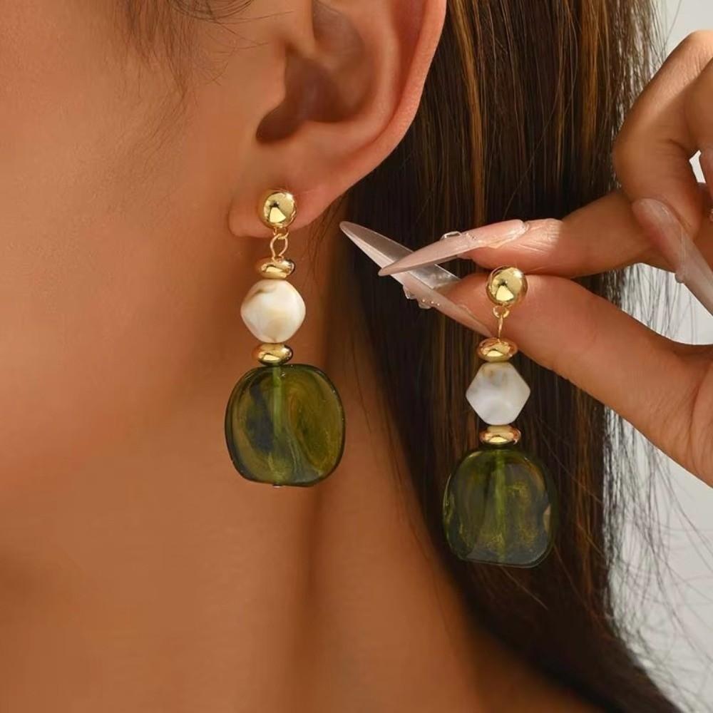Handmade Women Earrings Acrylic Ear Pendant Vintage Gradient Dangle Earrings Jewelry Accessories