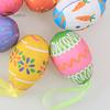 6Pcs Colorful Foam Easter Egg Hanging Decorations with Lanyard Exquisite Patterns Durable Material Simulation Egg Ornaments