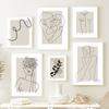 Line Nude Girl Flower LeaF Abstract Beige Wall Art Canvas Painting Nordic Posters And Prints Wall Pictures For Living Room Decor