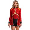 Women Circus Magician Cosplay Bodysuit Long Sleeve Sequins Fringe Epaulet Ringmaster Drummer Halloween Costume