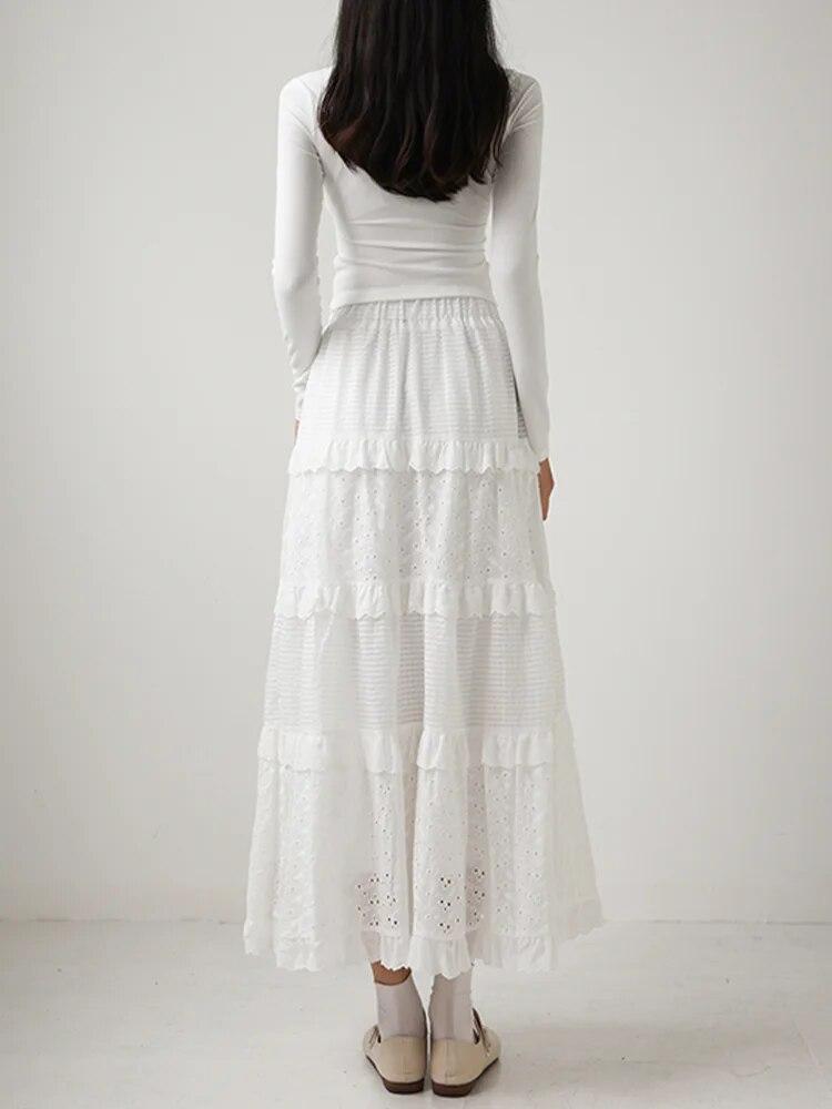 Women’s Multilayer Ruffles Tulle Skirt Pleated High Waist Fluffy Maxi Skirt Fairy Cake Dress Long Tutu Party Skirt