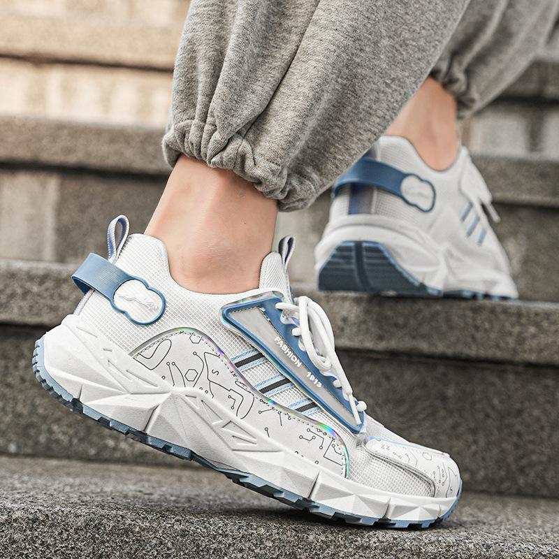 2025 популярная мужская обувь весна и лето новая дышащая сетчатая спортивная повседневная обувь модный тренд платформа папины кроссовки