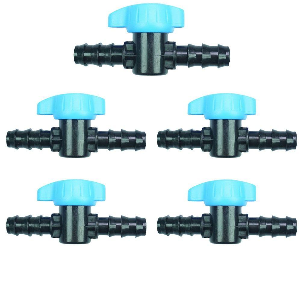 5pcs 16mm in-Line Ball Valve Black & Blue Water Valve Aquariums Hose Valve Water,Oil,Gas