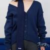Geegee Ribbed Knit Long Scarf - Navy