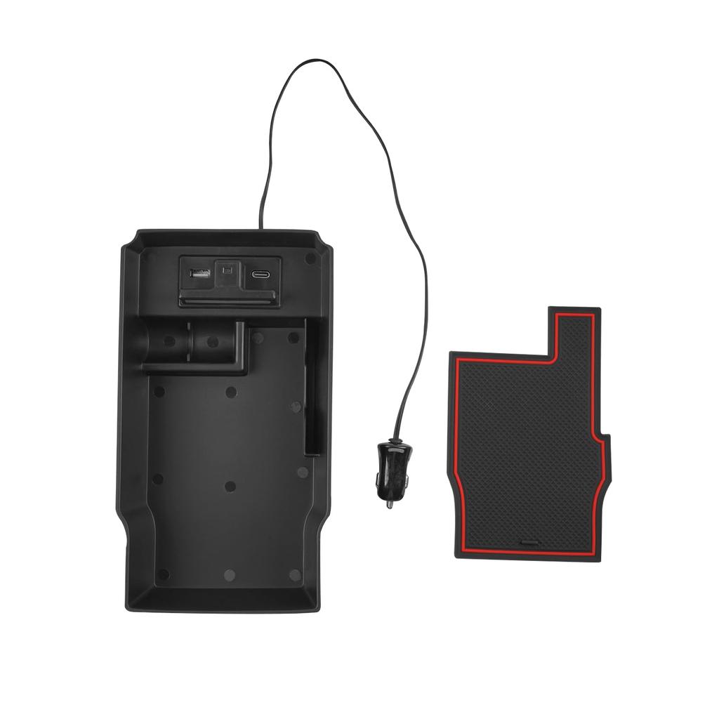 Автомобильный органайзер серии 60, встроенный в консольный бокс, Toyota Harrier H25.12 - настоящее время, с 1 резиновым ковриком, светодиодной подсветкой с датчиком и 2-портовым USB-портом