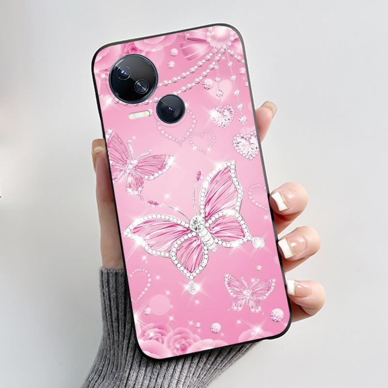 Чехол для Tecno Spark 10 5G KI8 Роскошная Мода Цветы Бабочка Черный Мягкий ТПУ Силиконовый Чехол для Корпуса Телефона Tecno Spark10 5G