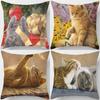 Cute Cat Print Pillowcase Car Ornaments Office Living Room Sofa Home Pillowcase