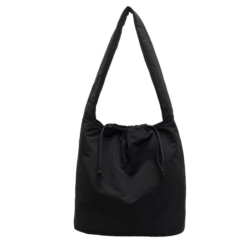 Large Capacity Tote Bag Women's Waterproof Nylon Bag Plus Cotton Soft Waxy Single Shoulder Bag Commuter Student Crossbody Bag