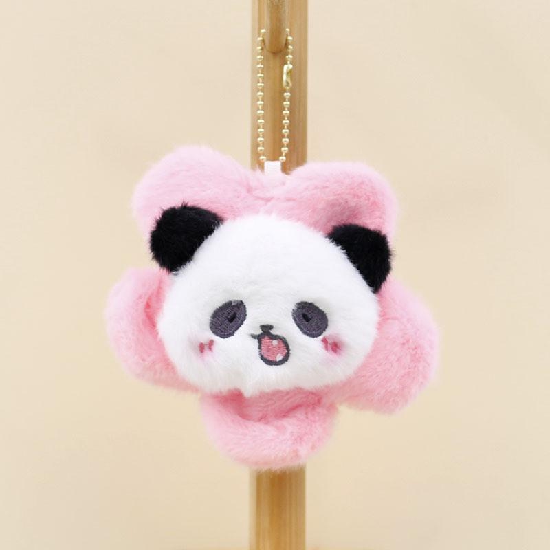Cute 12cm Panda Stuffed Animal With Vibrant Flower Accent Perfect Key Accessory