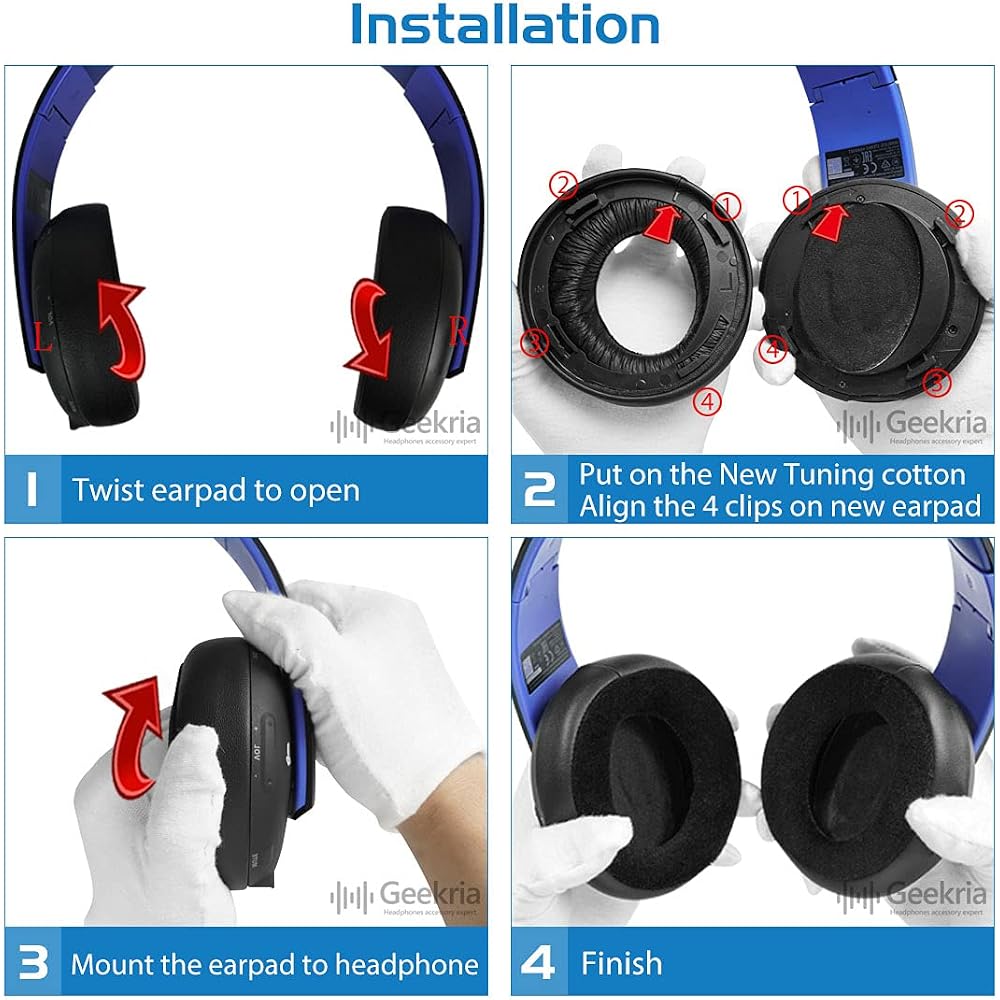Geekria Earpads & Headband Repair Kit Sony PlayStations Gold Wireless Headset CECHYA-0083 Compati...