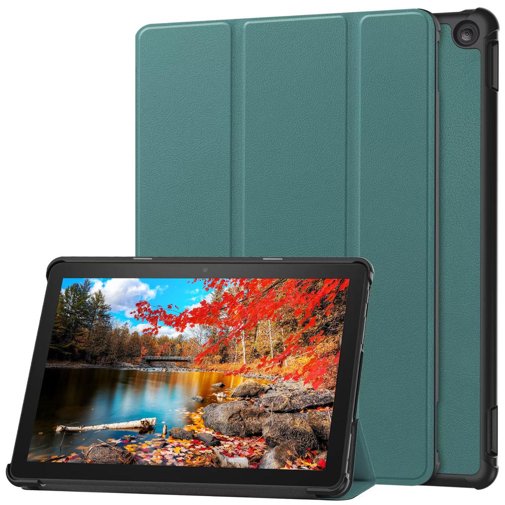 PU Leather Trifold Stand Cover Auto Wake/Sleep Folio Protective Case Hard Shell Stand Cover for All-New Fire HD 10 Tablet