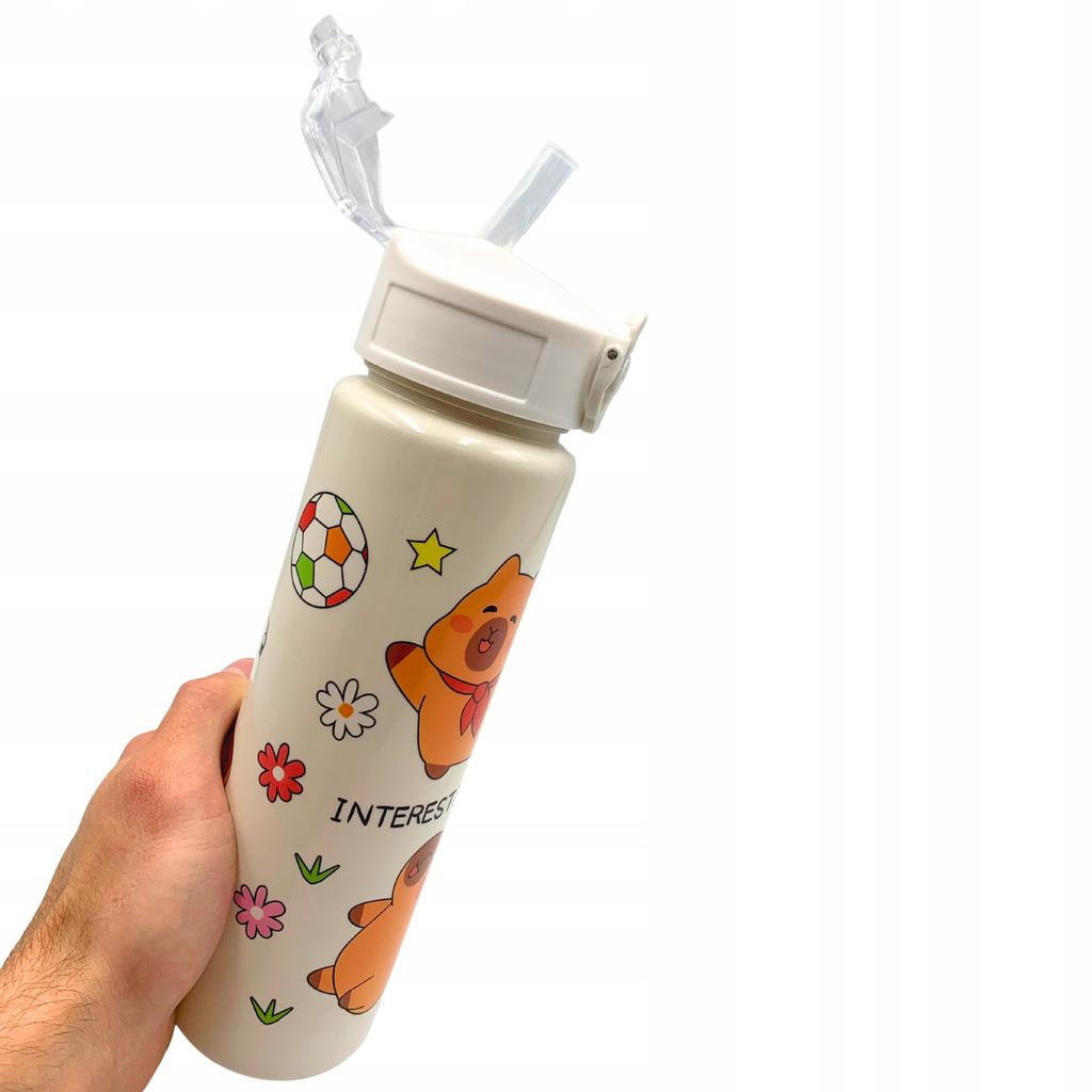 Capybara Water Bottle With Straw For Children To School 690 Ml