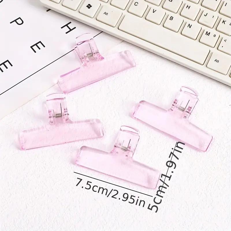 4 Pcs Transparent Jelly Folder Student Paper Clip Acrylic Clear Long Tail Clip Ice Storage Clip