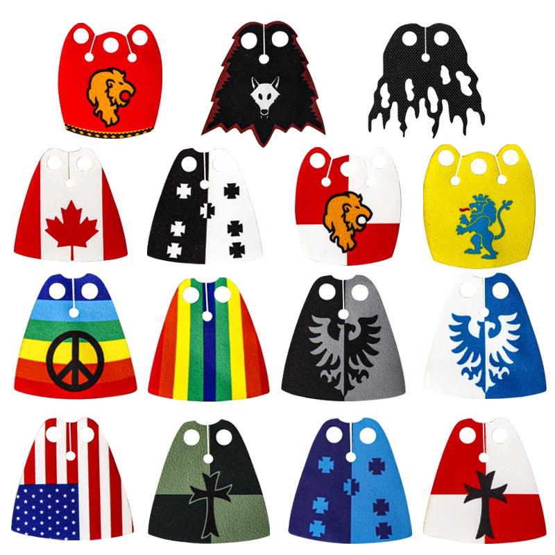 Набор Строительных Блоков MOC Офицерская Накидка Рыцари Льва Средневековье Фигурки Аксессуары Шарф Накидка из Искусственного Меха Блоки Игрушки Подарок Мальчикам