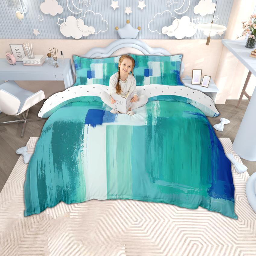 Homewish Modern Ombre Aesthetic Duvet Cover Set, Watercolor Oil Painting Quilt Cover Set, Contemporary Minimalist Bedding