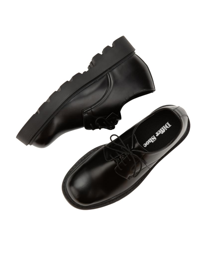 Differshoe 703 Массивные Дерби Туфли 7см Глянцевые Черные [Глянцевые]