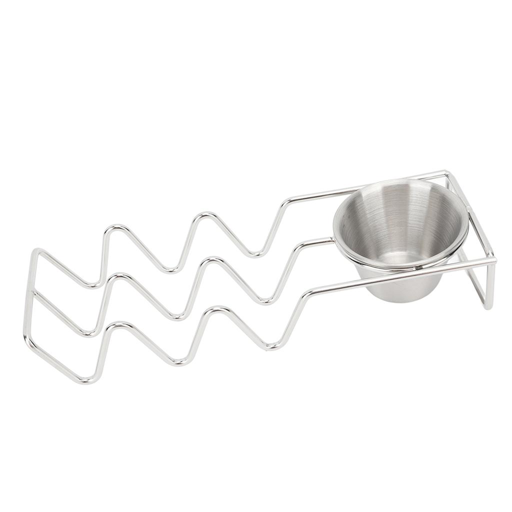 Tabletop Taco Stand Taco Shell Mold Stainless Steel Taco Tray with Sauce Bowl for Home Kitchen