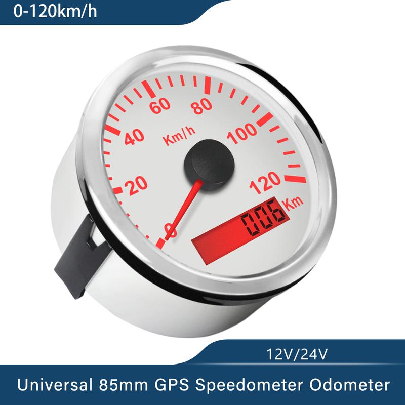 Универсальный GPS-спидометр 85 мм 120 км/ч 200 км/ч для Автомобиля Грузовика Лодки Мотоцикла Авто с Красной Подсветкой 12 В 24 В С GPS-антенной