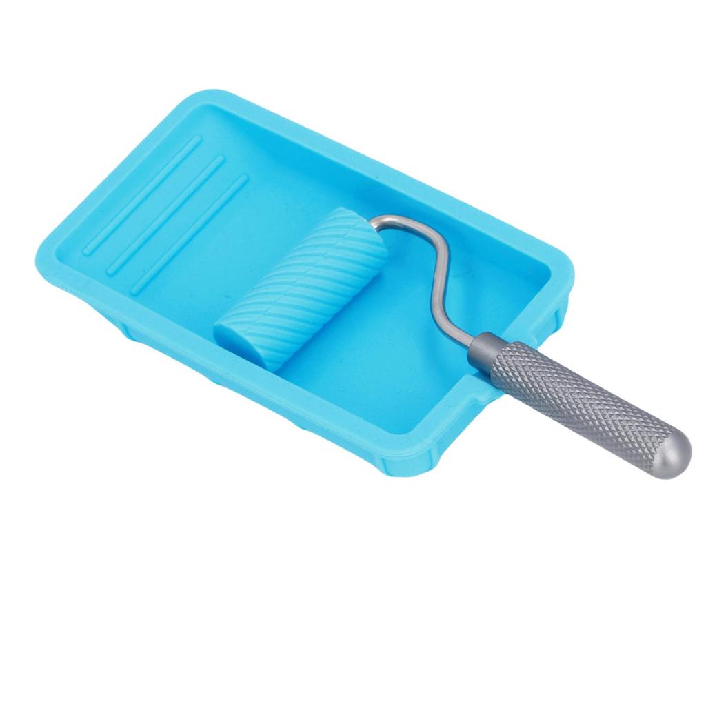 Silicone Paint Roller and Tray Set Reusable Soft Adhesive Latex Roller and Tray for Woodworking Crafts