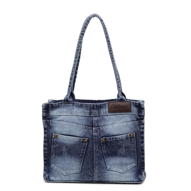 Fashion commuting Women big totes Washed denim female Handbag Large capacity Shoulder Bags Jeans Female Travel Shopping bag