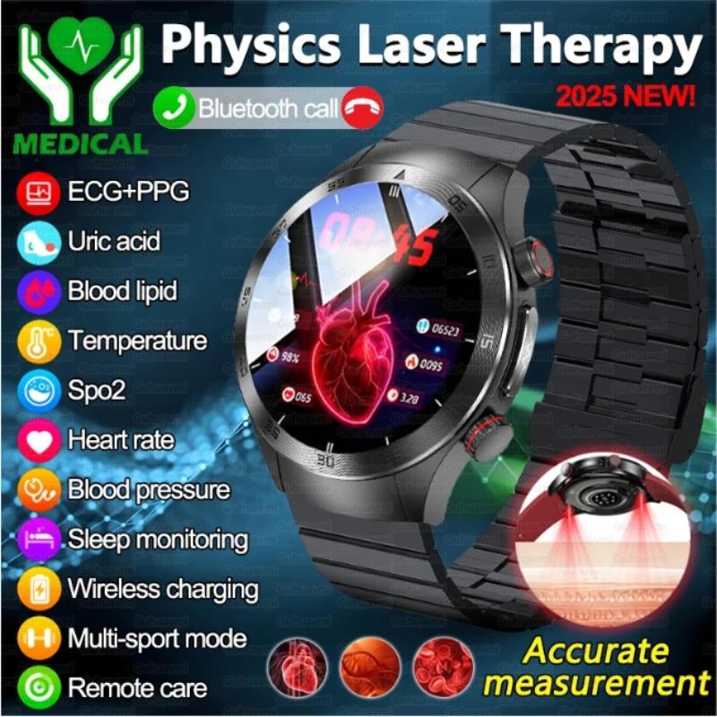 2025 Новые умные часы с сапфировым стеклом для неинвазивного мониторинга здоровья, лазерной терапии, контроля жиров в крови, мочевой кислоты, ЭКГ, для Xiaomi