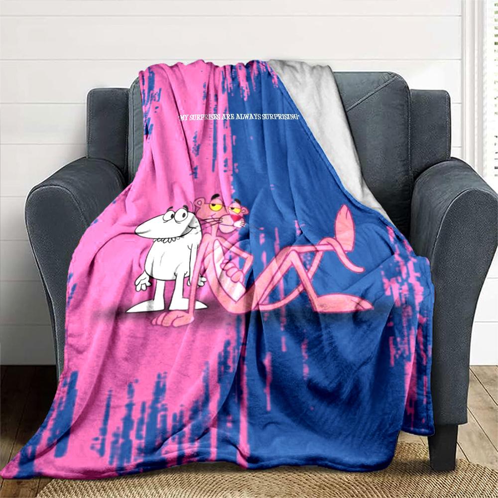 The Pink Panther Print Flannel Blanket High Quality Warm Comfortable Cover for All Seasons Perfect for Gifts Home Decor