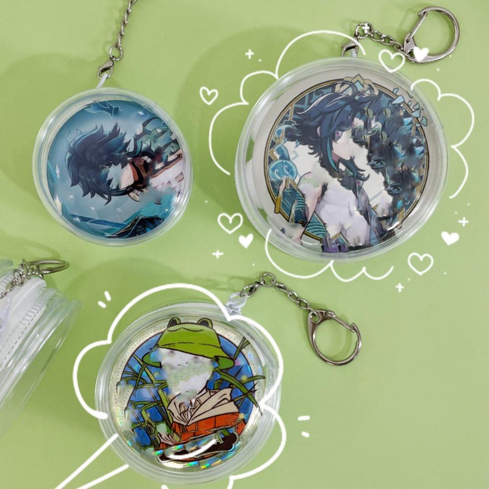 Protection Case Round Badge Storage Pouch with Keyring Clear Outdoor Bag Gifts