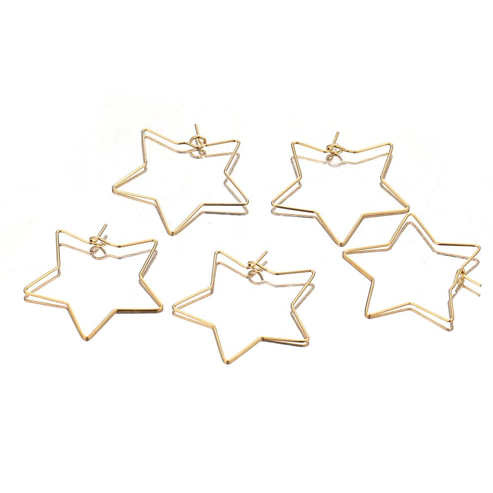 20pcs Stainless Steel Heart Hoops Earrings Circle Wire Star Loop Earrings DIY Jewelry Making Dangle Earring Accessories